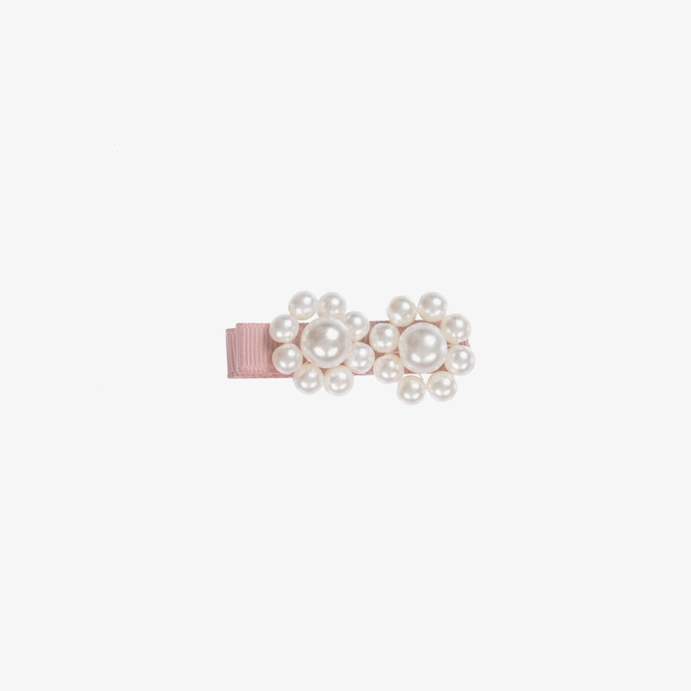 Milledeux-Girls' Pink Pearl Ribbon Hairclip | Childrensalon Outlet