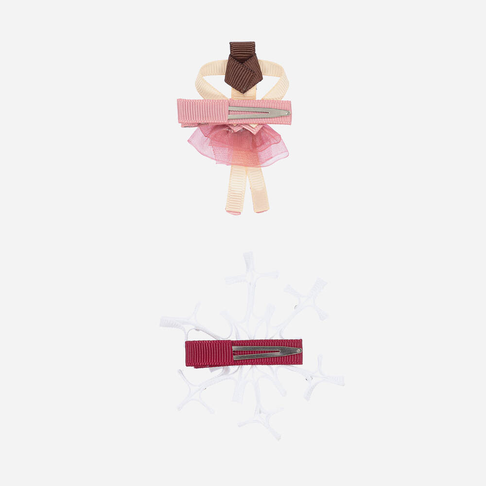 Milledeuх-Розово-белые праздничные заколки для девочек (2шт.) | Childrensalon Outlet