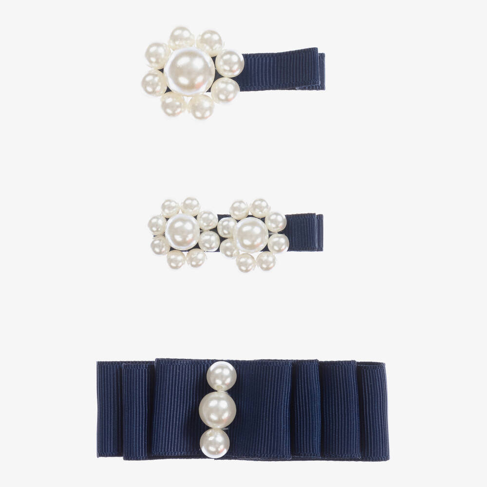 Milledeux-Navy Blue Hair Clips (3 Pack) | Childrensalon Outlet