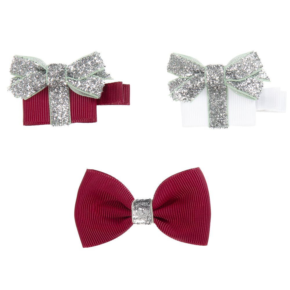 Milledeux-Red & Silver Hair Clips (3pk) | Childrensalon Outlet