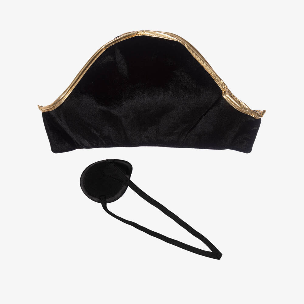 Mimi & Lula-Black Velvet Pirate Hat & Eye Patch Costume Set | Childrensalon Outlet