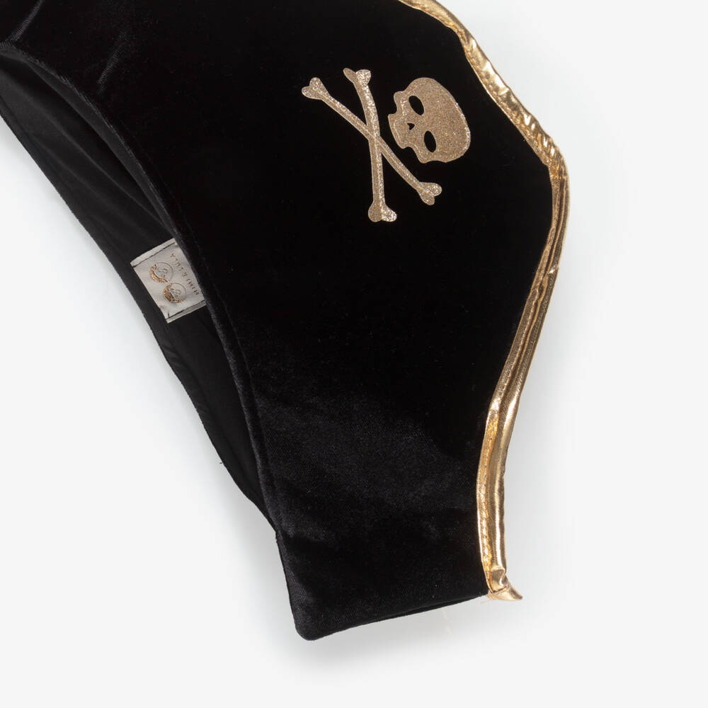 Mimi & Lula-Black Velvet Pirate Hat & Eye Patch Costume Set | Childrensalon Outlet
