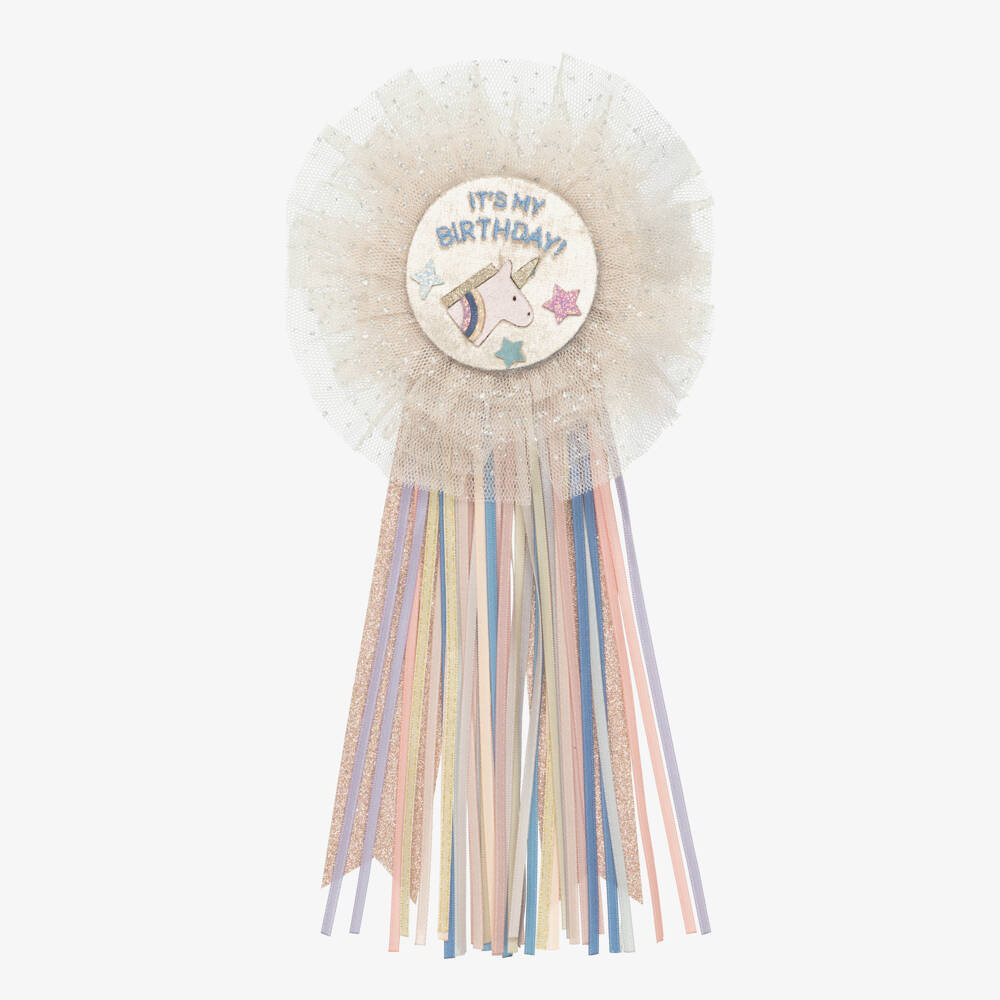 Mimi & Lula-Girls Beige Tulle Unicorn Birthday Badge | Childrensalon Outlet