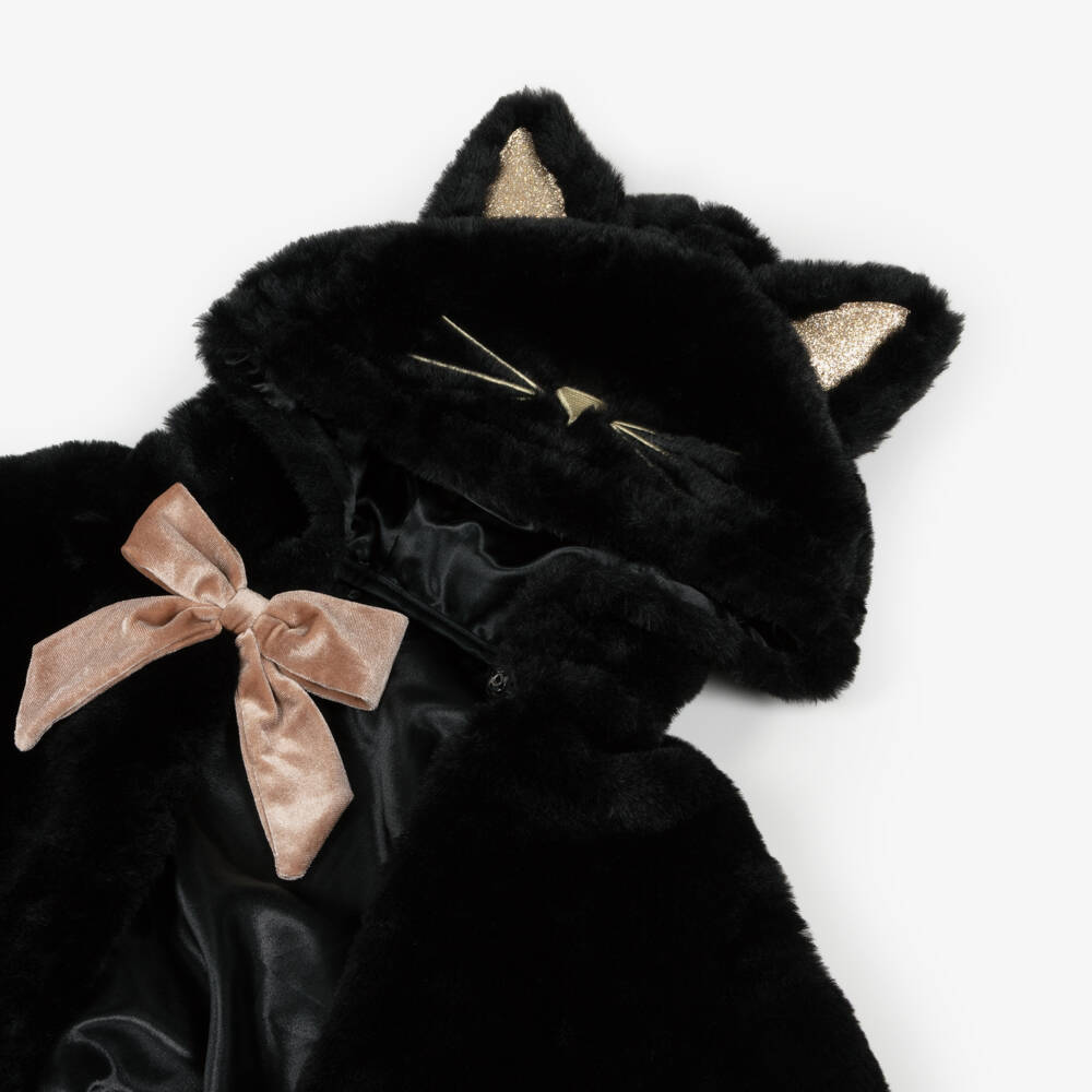 Mimi & Lula-Girls Black Faux Fur Cat Cape | Childrensalon Outlet