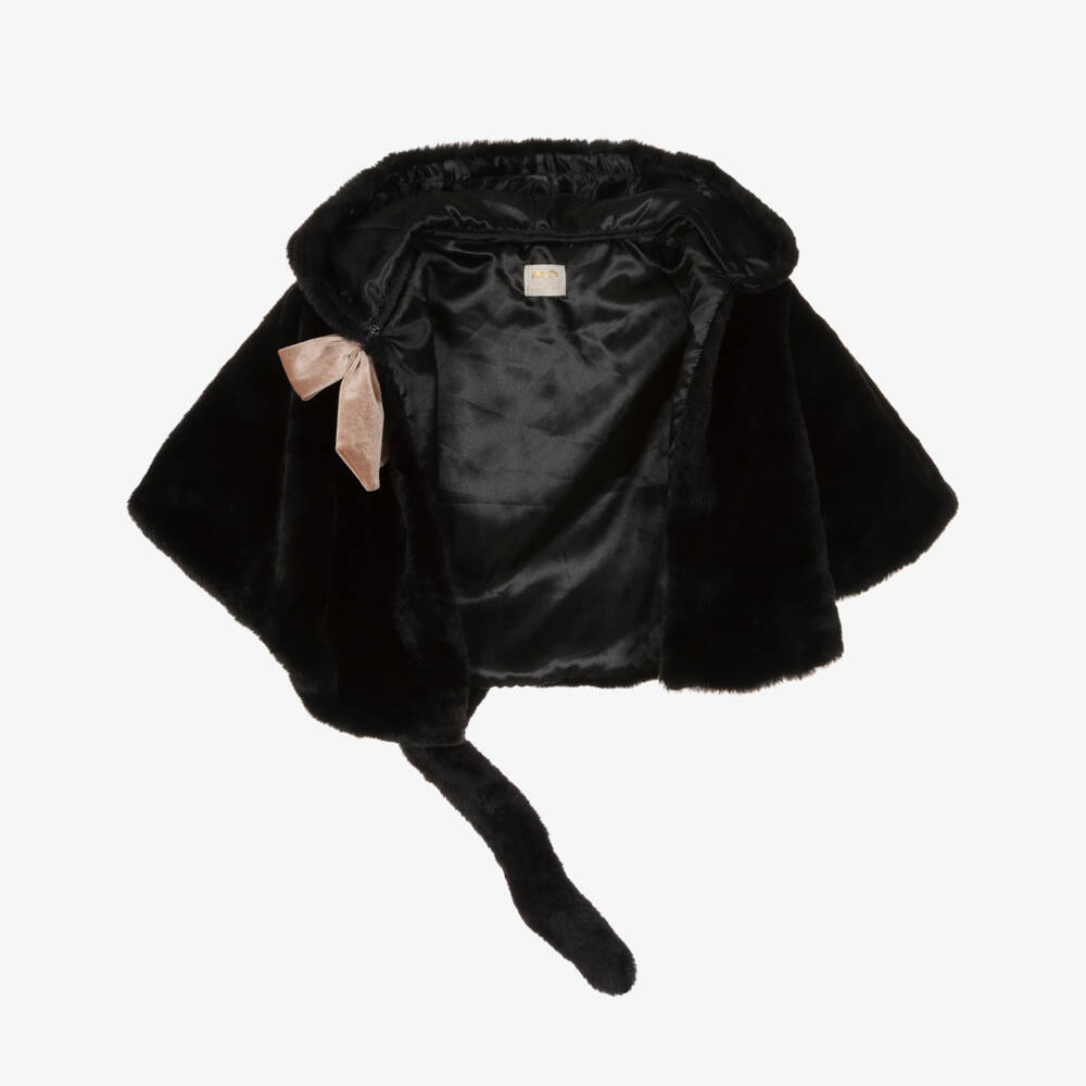 Mimi & Lula-Girls Black Faux Fur Cat Cape | Childrensalon Outlet
