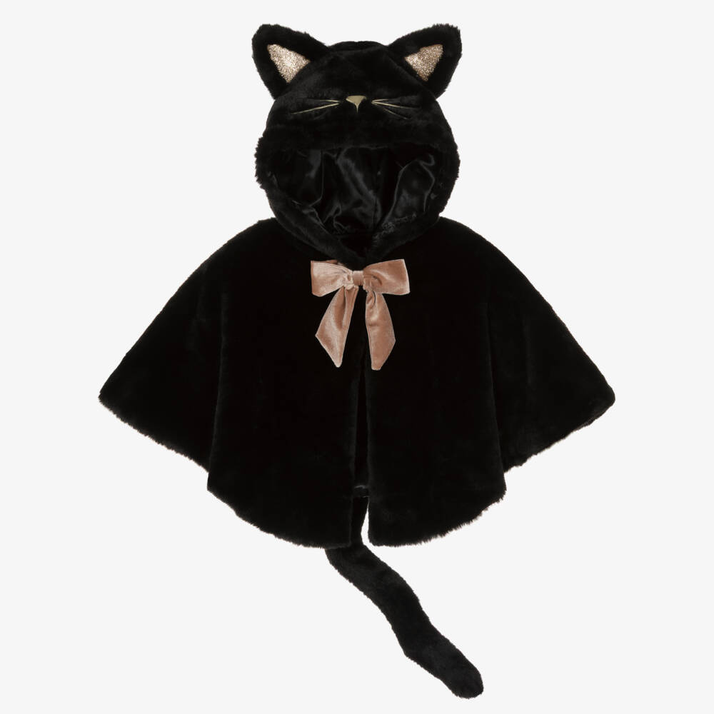 Mimi & Lula-Girls Black Faux Fur Cat Cape | Childrensalon Outlet