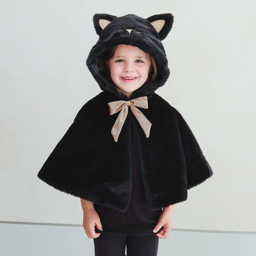 Mimi & Lula-Girls Black Faux Fur Cat Cape | Childrensalon Outlet