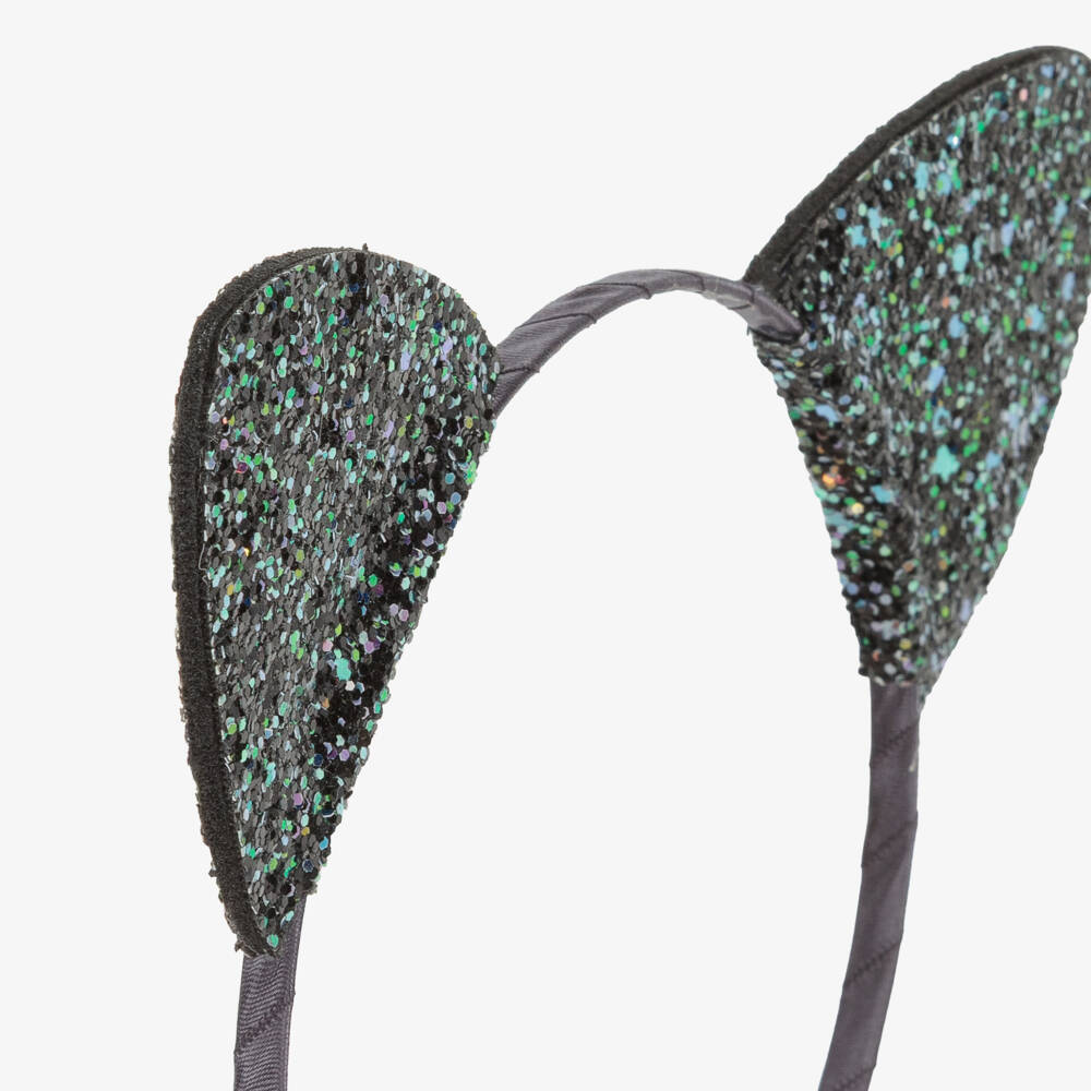 Mimi & Lula-Girls Black Glittery Cat Ears Hairband | Childrensalon Outlet