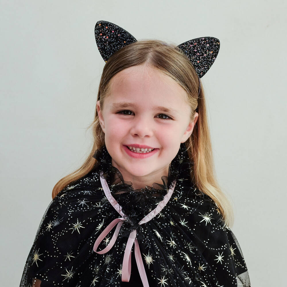 Mimi & Lula-Girls Black Glittery Cat Ears Hairband | Childrensalon Outlet