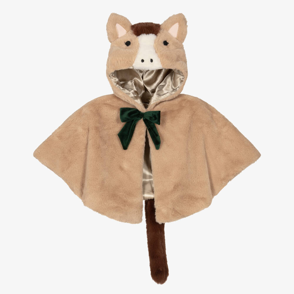 Mimi & Lula-Girls Brown Faux Fur Horse Cape | Childrensalon Outlet