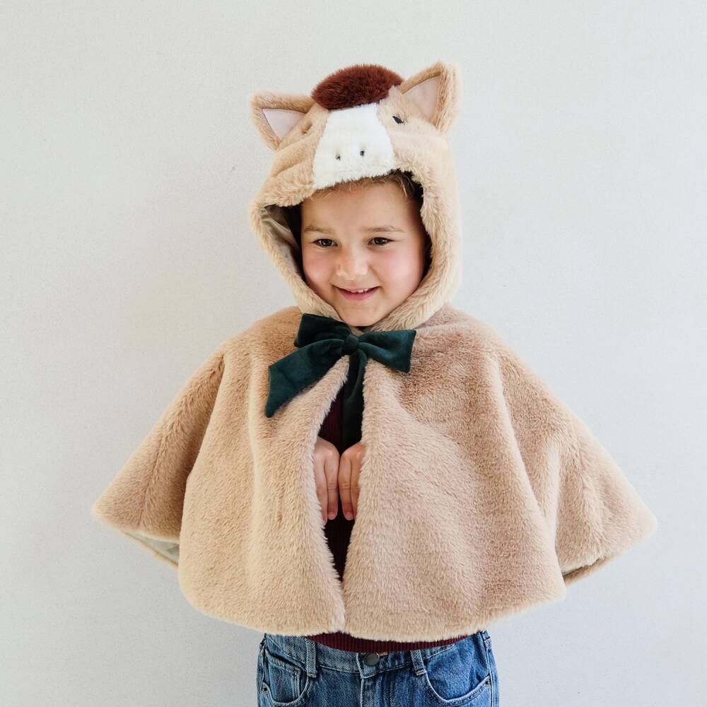 Mimi & Lula-Girls Brown Faux Fur Horse Cape | Childrensalon Outlet