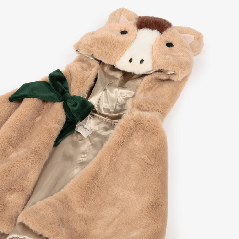 Mimi & Lula-Girls Brown Faux Fur Horse Cape | Childrensalon Outlet