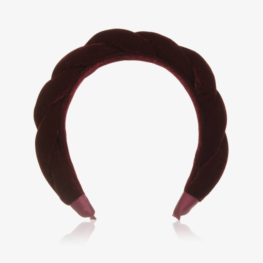 Mimi & Lula-Girls Dark Burgundy Red Velvet Twisted Hairband | Childrensalon Outlet