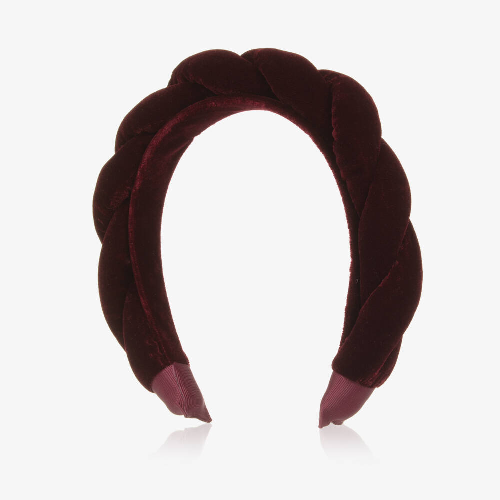 Mimi & Lula-Girls Dark Burgundy Red Velvet Twisted Hairband | Childrensalon Outlet