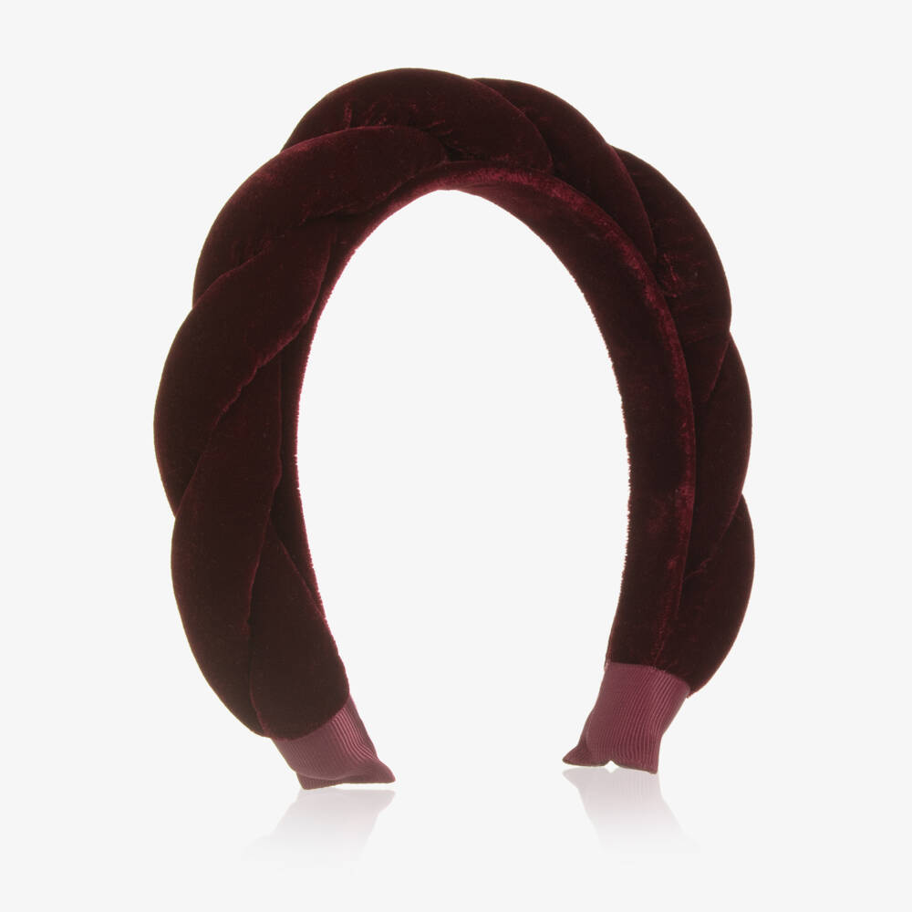 Mimi & Lula-Girls Dark Burgundy Red Velvet Twisted Hairband | Childrensalon Outlet