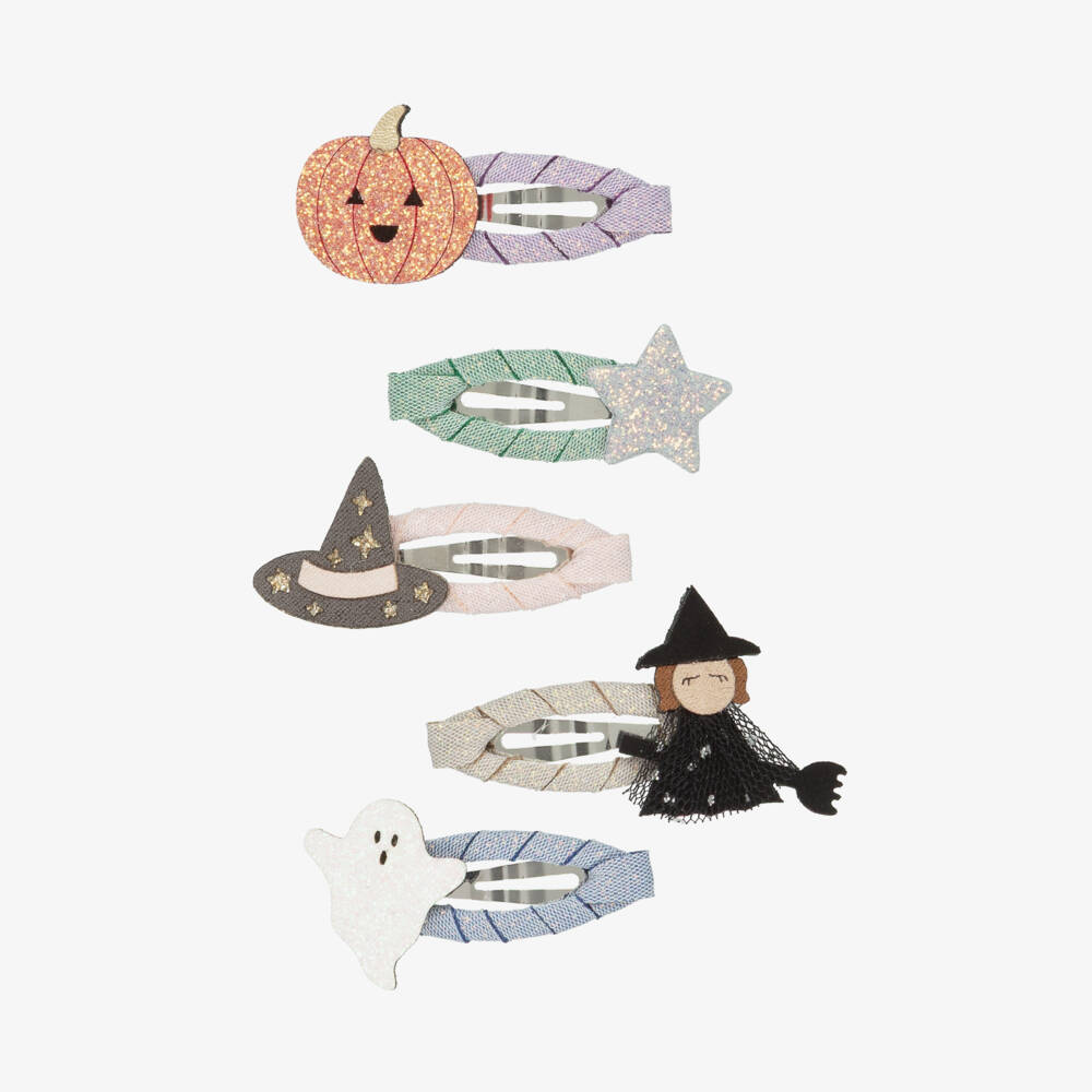 Mimi & Lula-Girls Glittery Black Halloween Mini Hair Clips (5 Pack) | Childrensalon Outlet