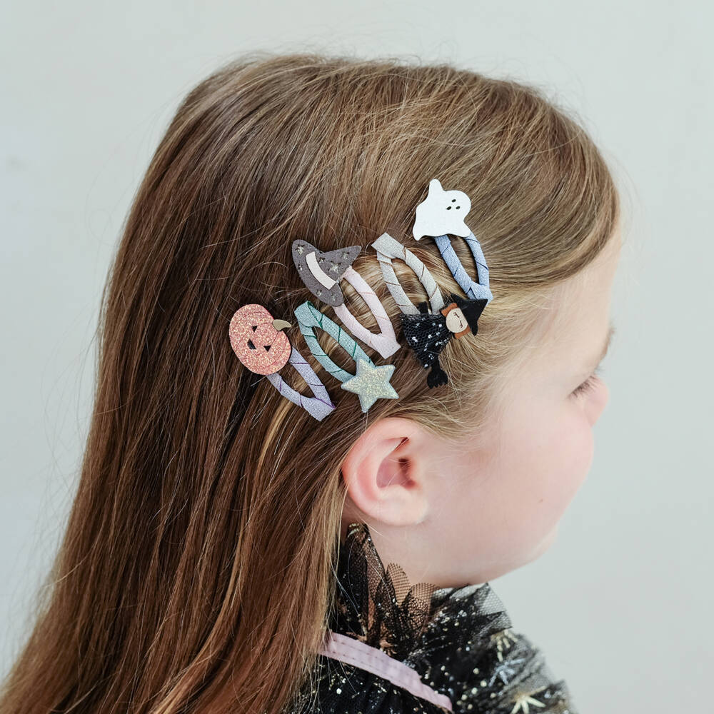 Mimi & Lula-Girls Glittery Black Halloween Mini Hair Clips (5 Pack) | Childrensalon Outlet
