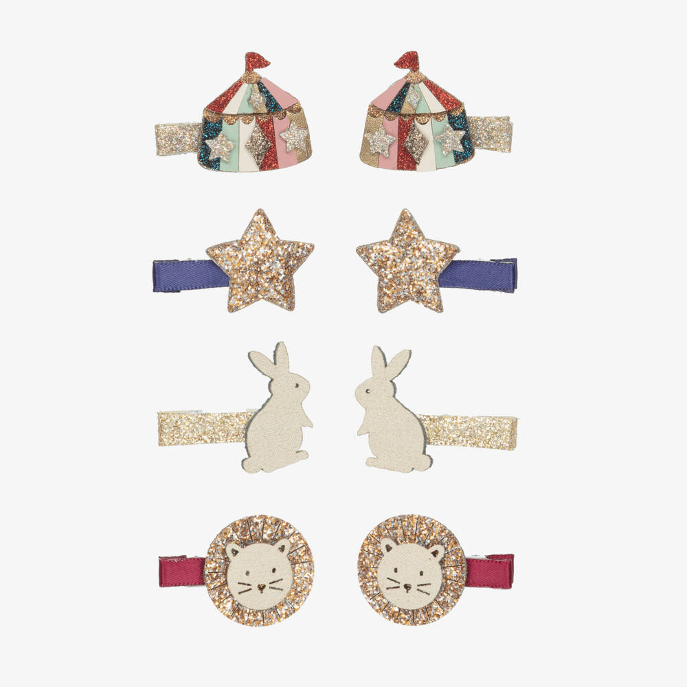Mimi & Lula-Girls Glittery Gold & Pink Circus Mini Hair Clips (8 Pack) | Childrensalon Outlet