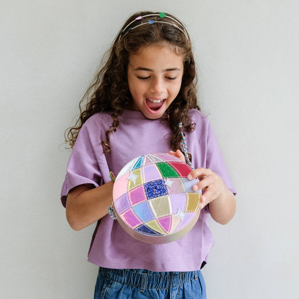 Mimi & Lula-Girls Irredescent Pink Disco Ball Shoulder Bag (17cm) | Childrensalon Outlet