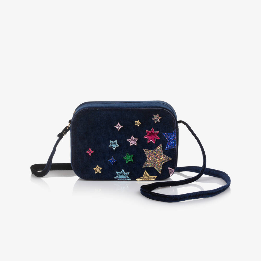Mimi & Lula-Girls Midnight Blue Velvet Star Bag (17cm) | Childrensalon Outlet