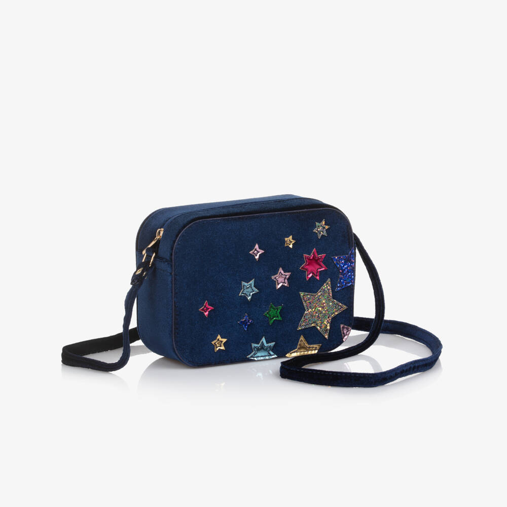 Mimi & Lula-Girls Midnight Blue Velvet Star Bag (17cm) | Childrensalon Outlet