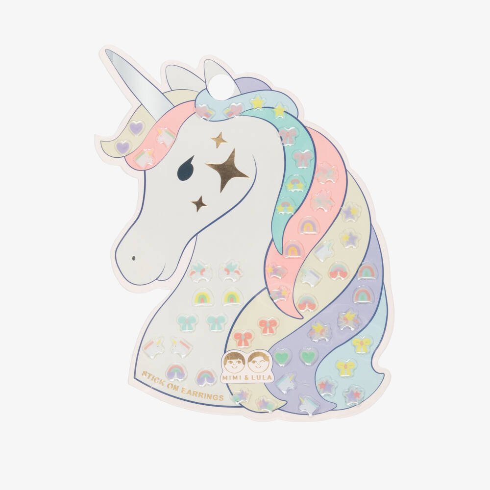 Mimi & Lula-Girls Multicolour Unicorn Stick-On Earrings | Childrensalon Outlet