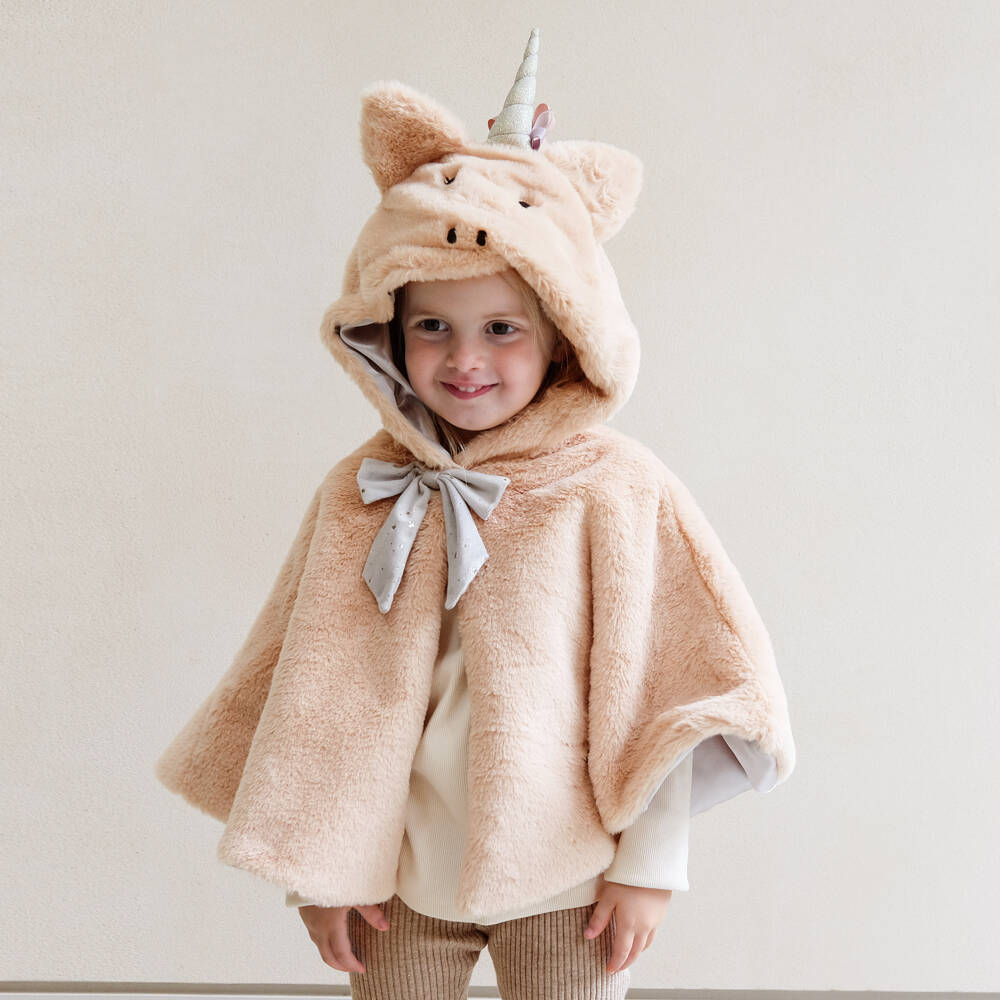 Mimi & Lula-Girls Pale Pink Faux Fur Unicorn Cape | Childrensalon Outlet