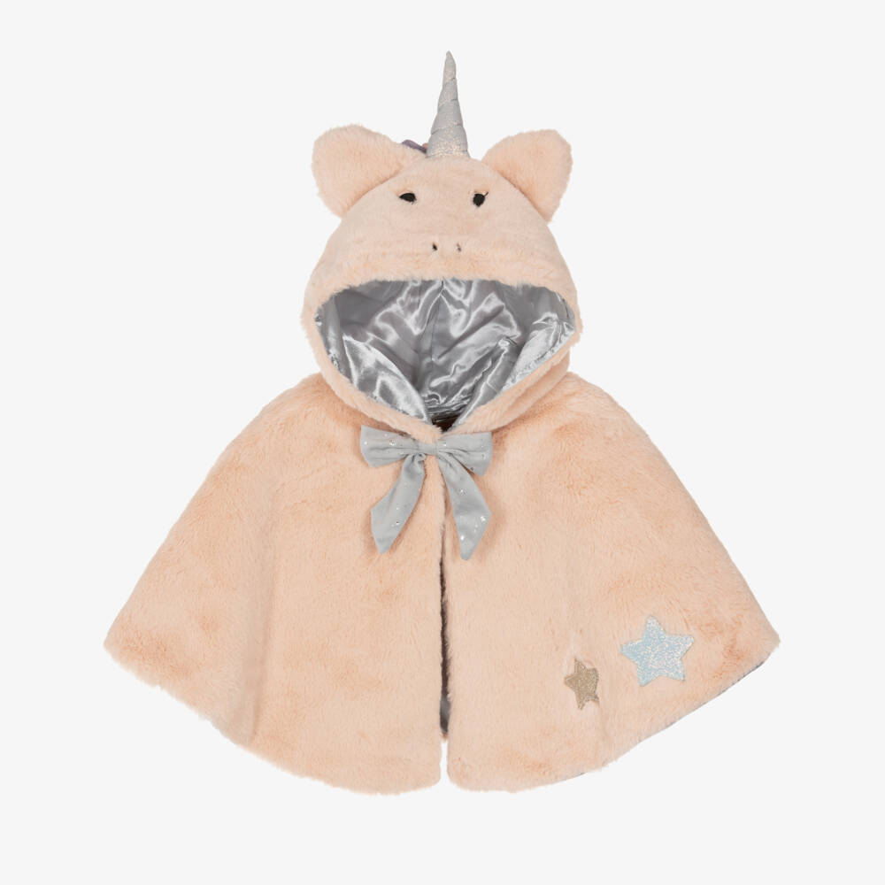 Mimi & Lula-Girls Pale Pink Faux Fur Unicorn Cape | Childrensalon Outlet