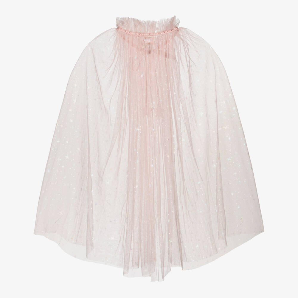 Mimi & Lula-Girls Pale Pink & Shimmering Stars Tulle Cape | Childrensalon Outlet