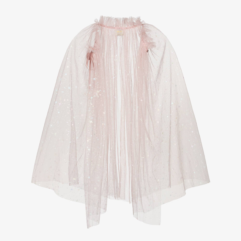 Mimi & Lula-Girls Pale Pink & Shimmering Stars Tulle Cape | Childrensalon Outlet