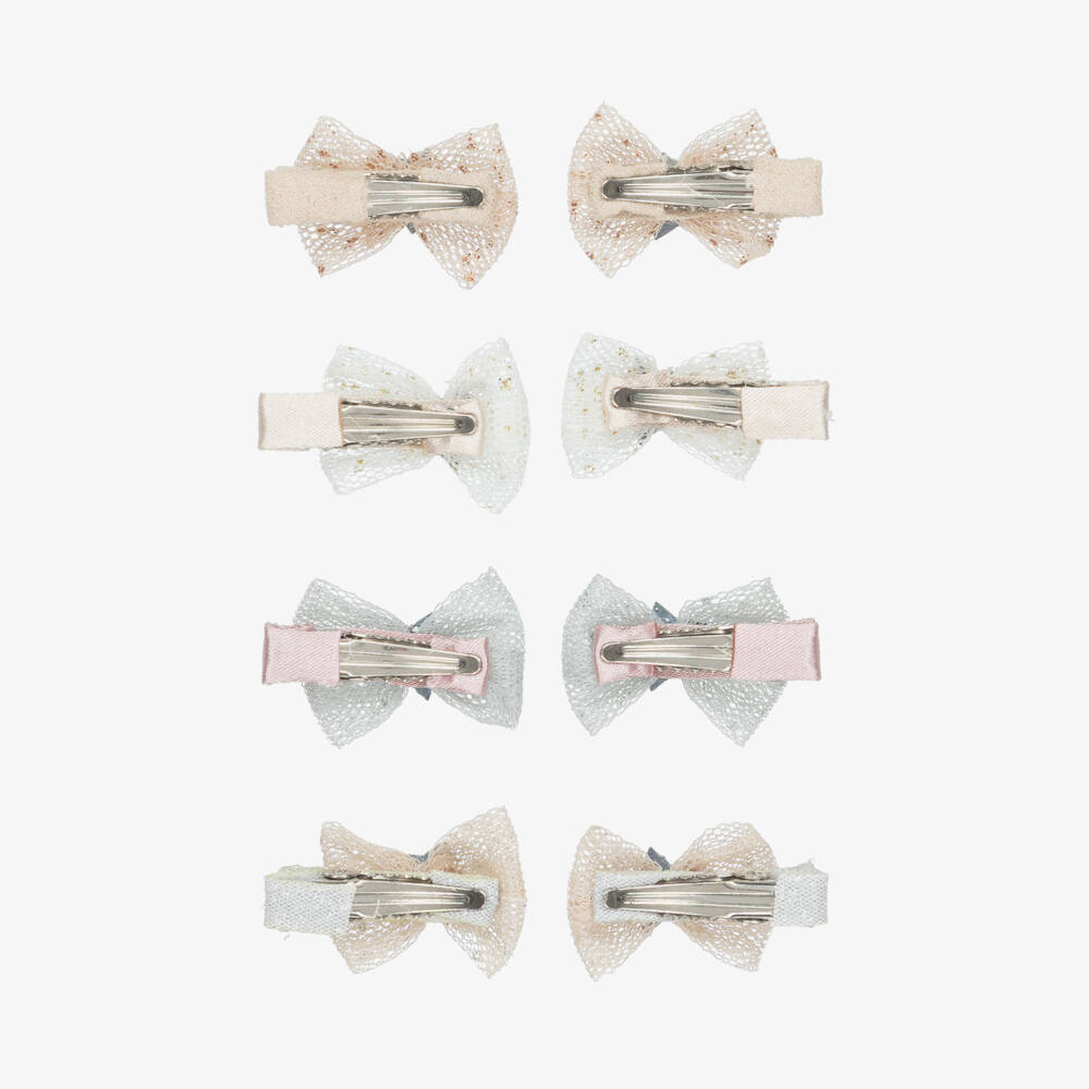 Mimi & Lula-Girls Pink & Blue Mini Hair Clips with Bows (8 Pack) | Childrensalon Outlet