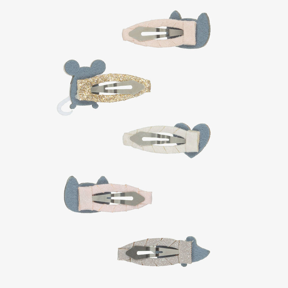 Mimi & Lula-Girls Pink Cat & Mouse Motif Hair Clips (4 Pack) | Childrensalon Outlet