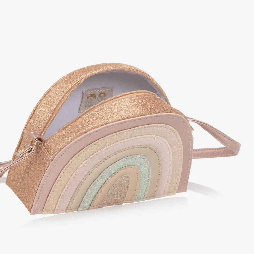 Mimi & Lula-Girls Pink Glitter Rainbow Bag (17cm) | Childrensalon Outlet