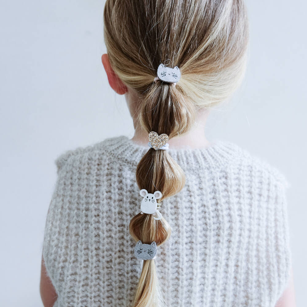 Mimi & Lula-Girls Pink & Gold Cat & Mouse Hair Elastics (8 Pack) | Childrensalon Outlet