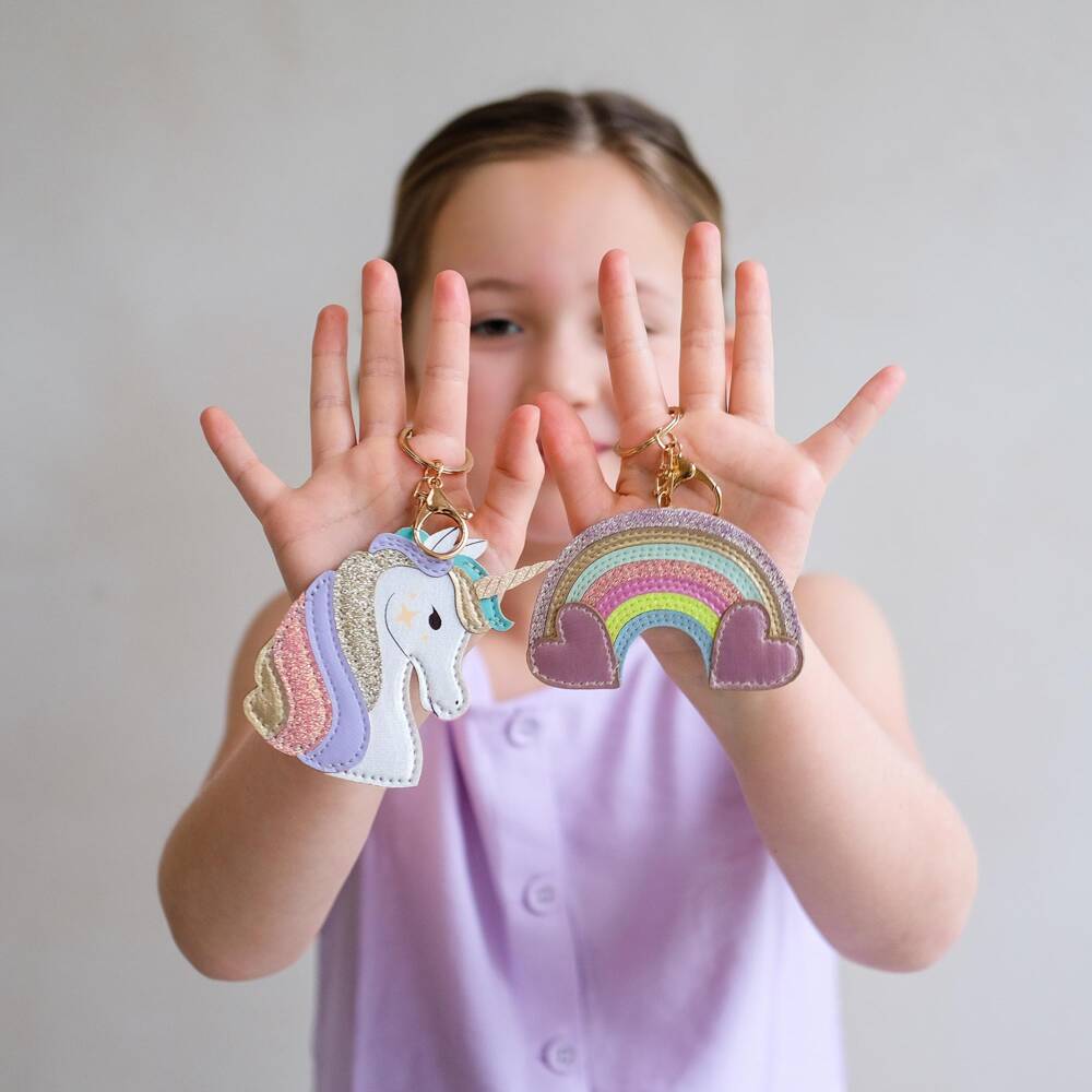 Mimi & Lula-Girls Pink & Gold Unicorn Bag Charm (11cm) | Childrensalon Outlet