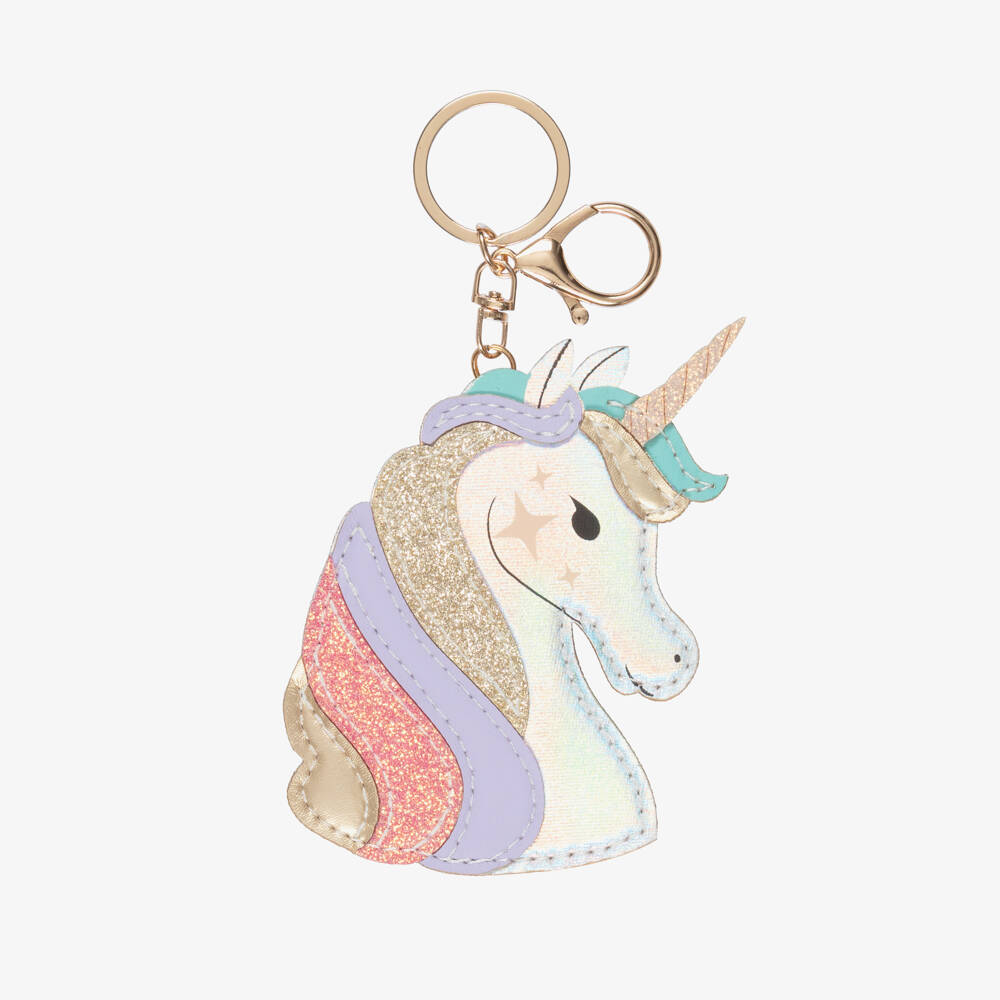 Mimi & Lula-Girls Pink & Gold Unicorn Bag Charm (11cm) | Childrensalon Outlet