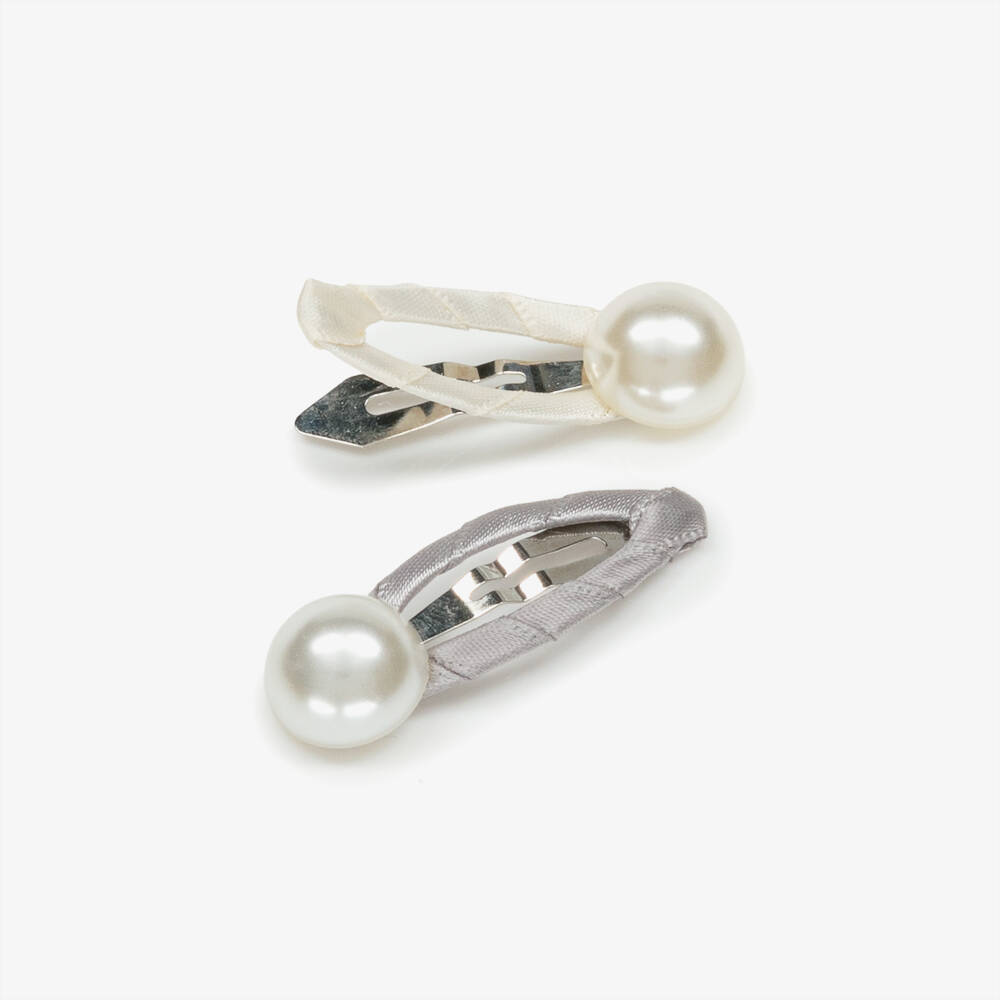 Mimi & Lula-Girls Pink & Grey Pearl Embellished Hair Clips (5 Pack) | Childrensalon Outlet