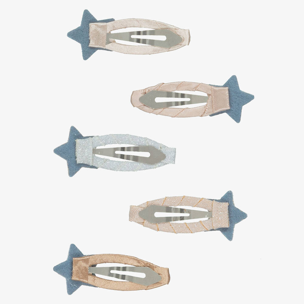 Mimi & Lula-Girls Pink Shimmering Star Hair Clips (5 Pack) | Childrensalon Outlet