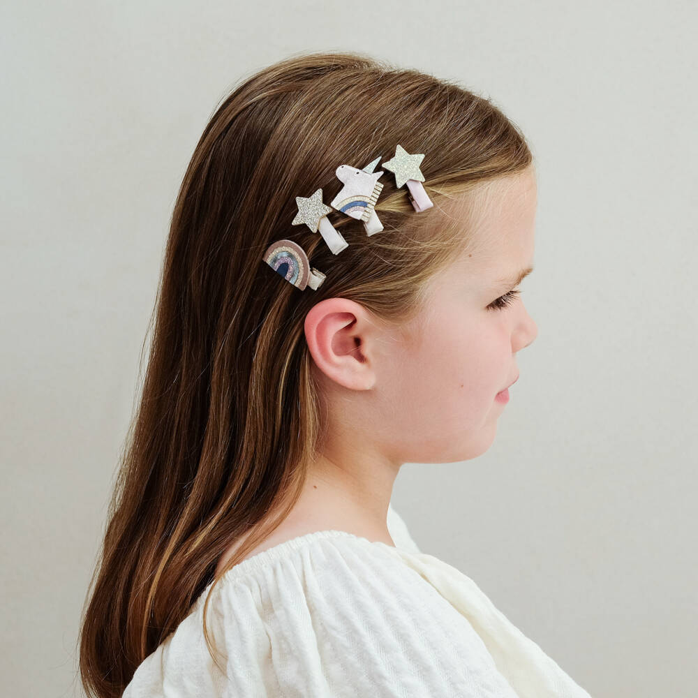 Mimi & Lula-Girls Pink Unicorn & Rainbow Hair Clips (8 Pack) | Childrensalon Outlet