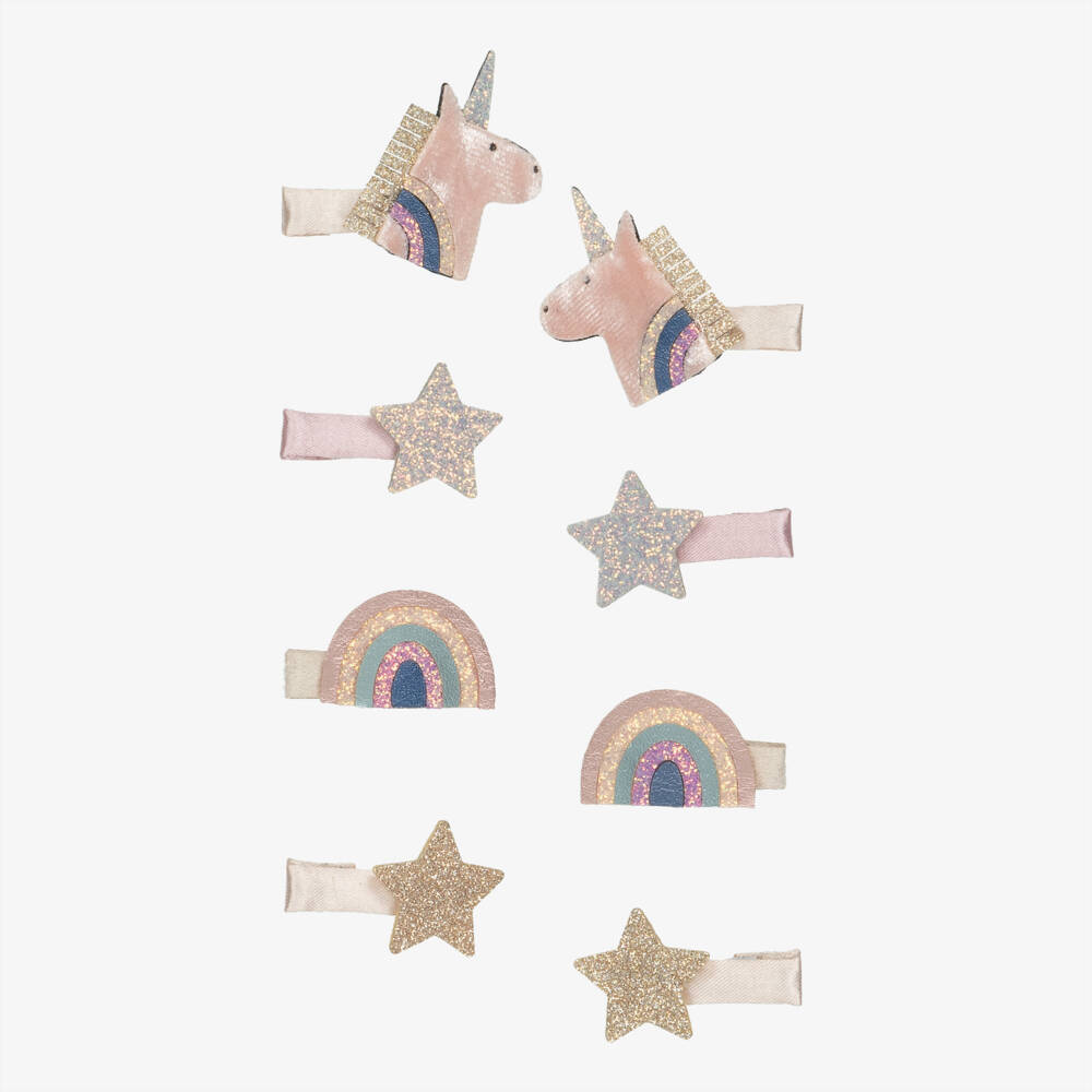Mimi & Lula-Girls Pink Unicorn & Rainbow Hair Clips (8 Pack) | Childrensalon Outlet