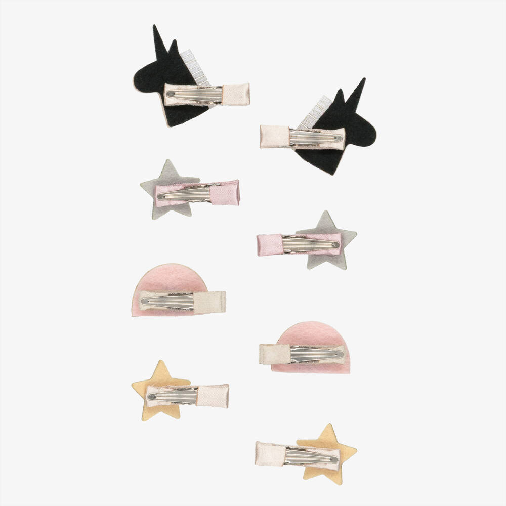 Mimi & Lula-Girls Pink Unicorn & Rainbow Hair Clips (8 Pack) | Childrensalon Outlet