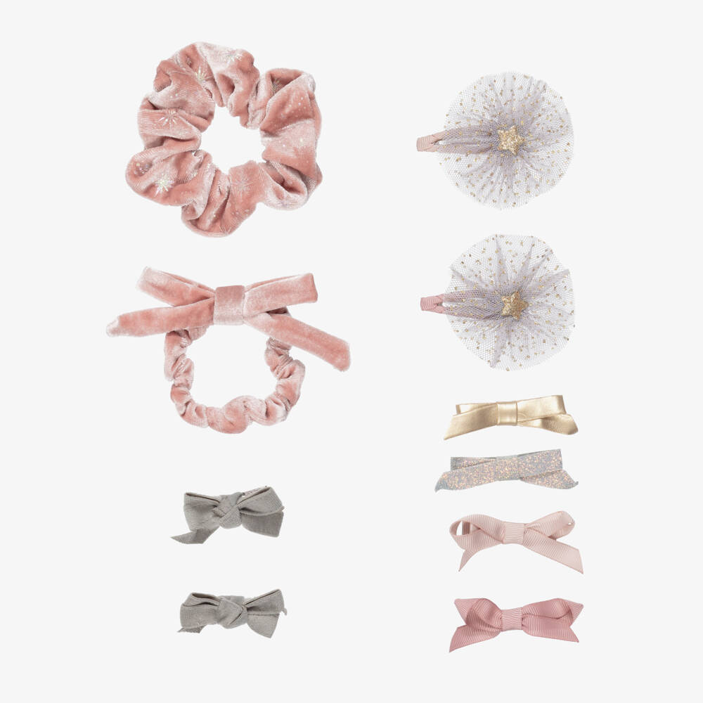 Mimi & Lula-Girls Pink Velvet Hair Accessories Filled Gift Stocking | Childrensalon Outlet
