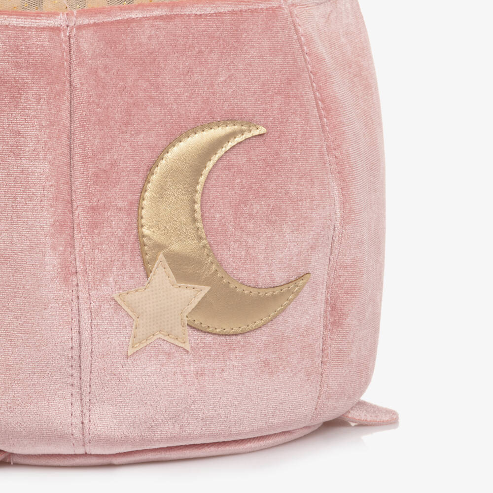 Mimi & Lula-Girls Pink Velvet Moon & Star Cauldron Bag (17cm) | Childrensalon Outlet