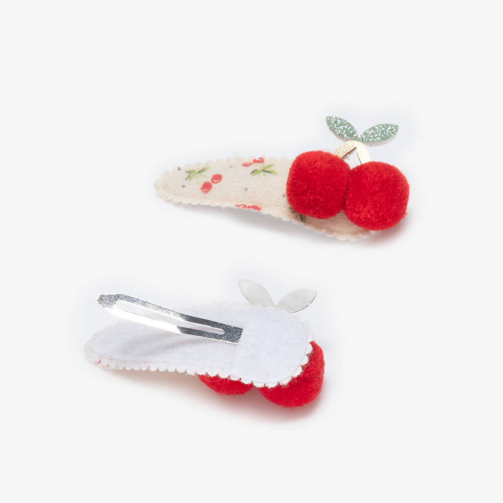Mimi & Lula-Girls Red Pom-Pom Cherries Hair Clips (2 Pack) | Childrensalon Outlet