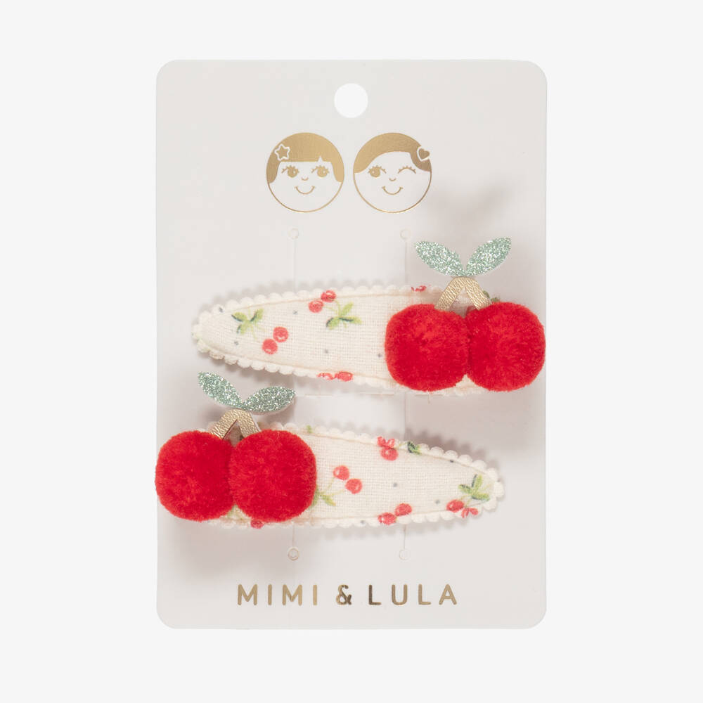 Mimi & Lula-Girls Red Pom-Pom Cherries Hair Clips (2 Pack) | Childrensalon Outlet