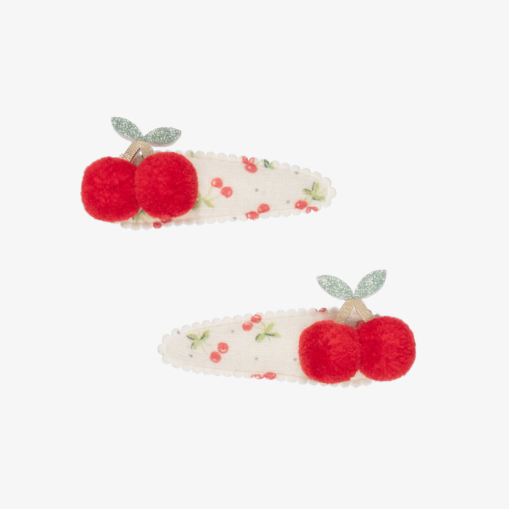 Mimi & Lula-Girls Red Pom-Pom Cherries Hair Clips (2 Pack) | Childrensalon Outlet