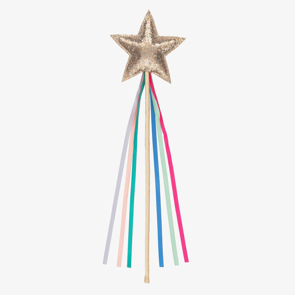 Mimi & Lula-Girls Rose Gold Rainbow Wand with Ribbons (42cm) | Childrensalon Outlet