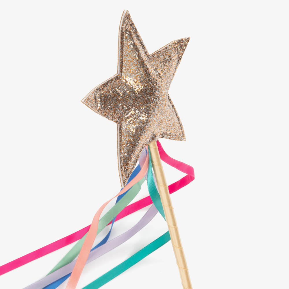 Mimi & Lula-Girls Rose Gold Rainbow Wand with Ribbons (42cm) | Childrensalon Outlet