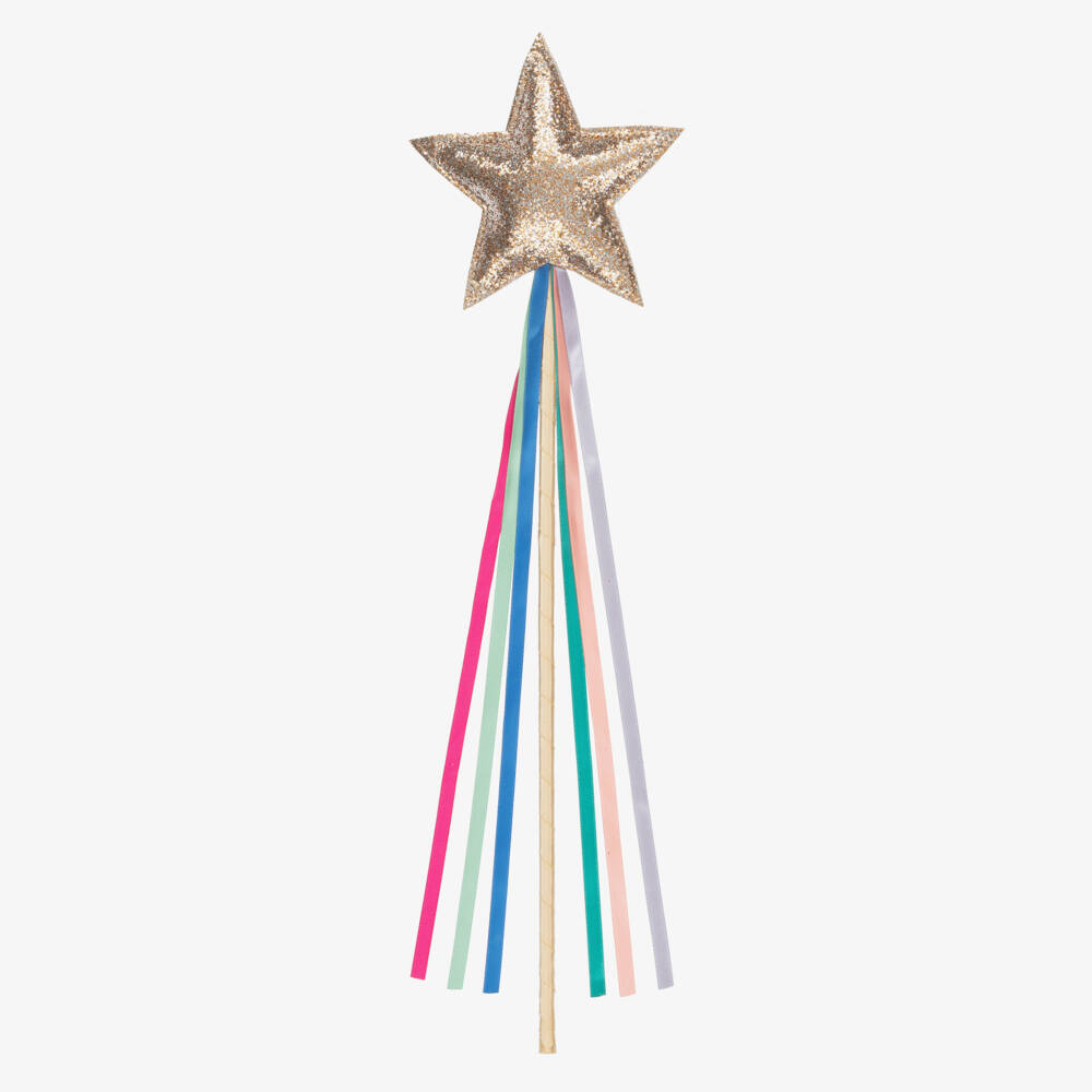 Mimi & Lula-Girls Rose Gold Rainbow Wand with Ribbons (42cm) | Childrensalon Outlet