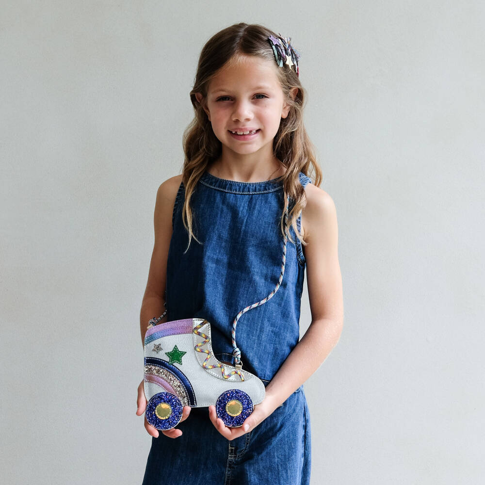 Mimi & Lula-Girls Silver Glitter Rollerskate Bag (19cm) | Childrensalon Outlet